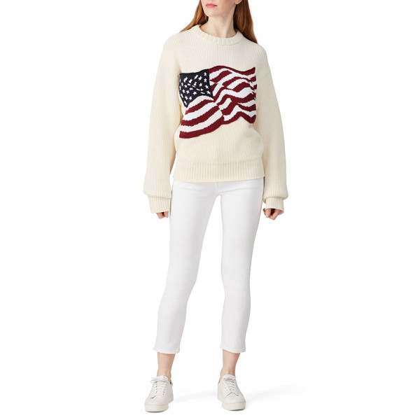 Tommy Hilfiger Ribbed Flag Sweater cream-print | Rent the Runway