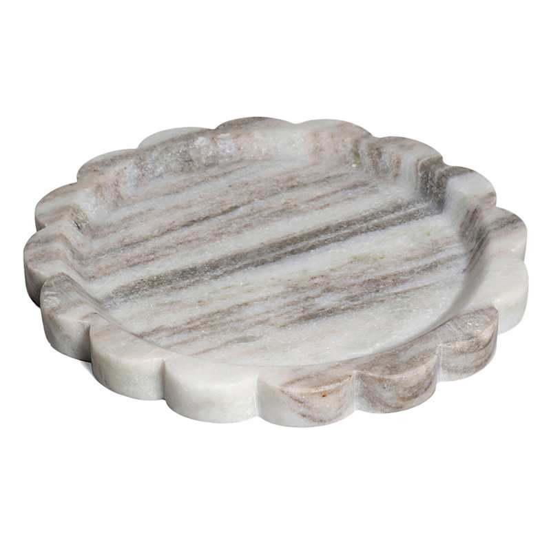 Round Scalloped Marble Trinket Tray, 8" | At Home