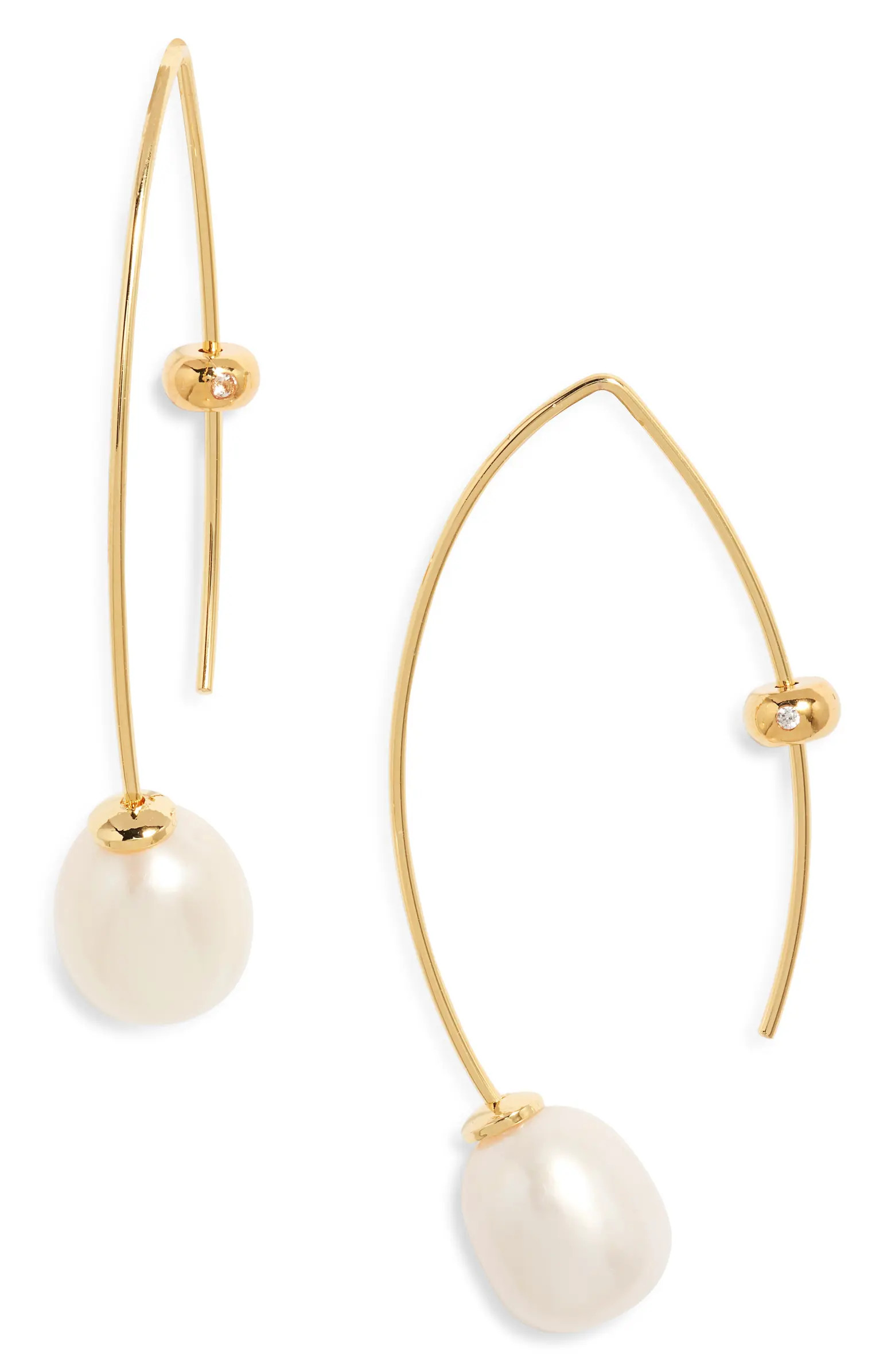 Demi Fine Freshwater Pearl Threader Earrings | Nordstrom