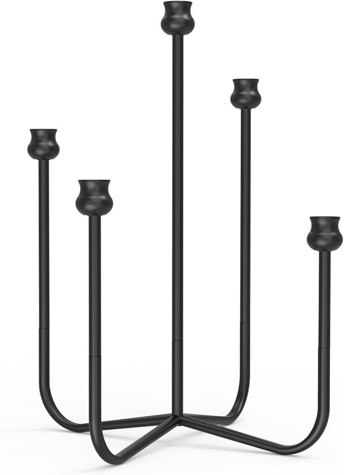 16-inch Iron Candlestick Holders, Black 5-Arm Taper Candle Holder, Vintage Modern Decorative Cand... | Amazon (US)