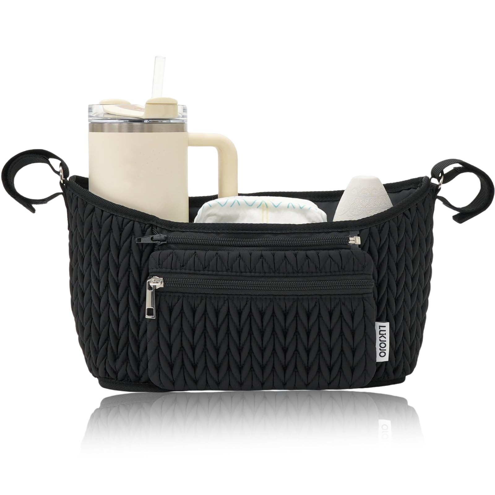 Stroller Organizer - Stylish Quilting Nylon, Universal Fit, Detachable Bag, Adjustable Multi-Stor... | Amazon (US)