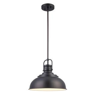 Home Decorators CollectionShelston 13-in. 1-Light Black Farmhouse Hanging Kitchen Pendant Light w... | The Home Depot