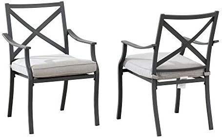 Amazon Brand - Ravenna Home Archer Steel-Framed Outdoor Patio Dining Chairs, Set of 2, 35"H, Gray | Amazon (US)