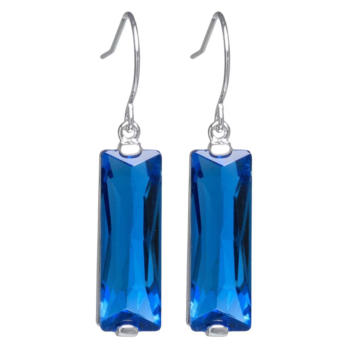 Silver Plated Brass Rectangular Crystal Drop Earrings | Target