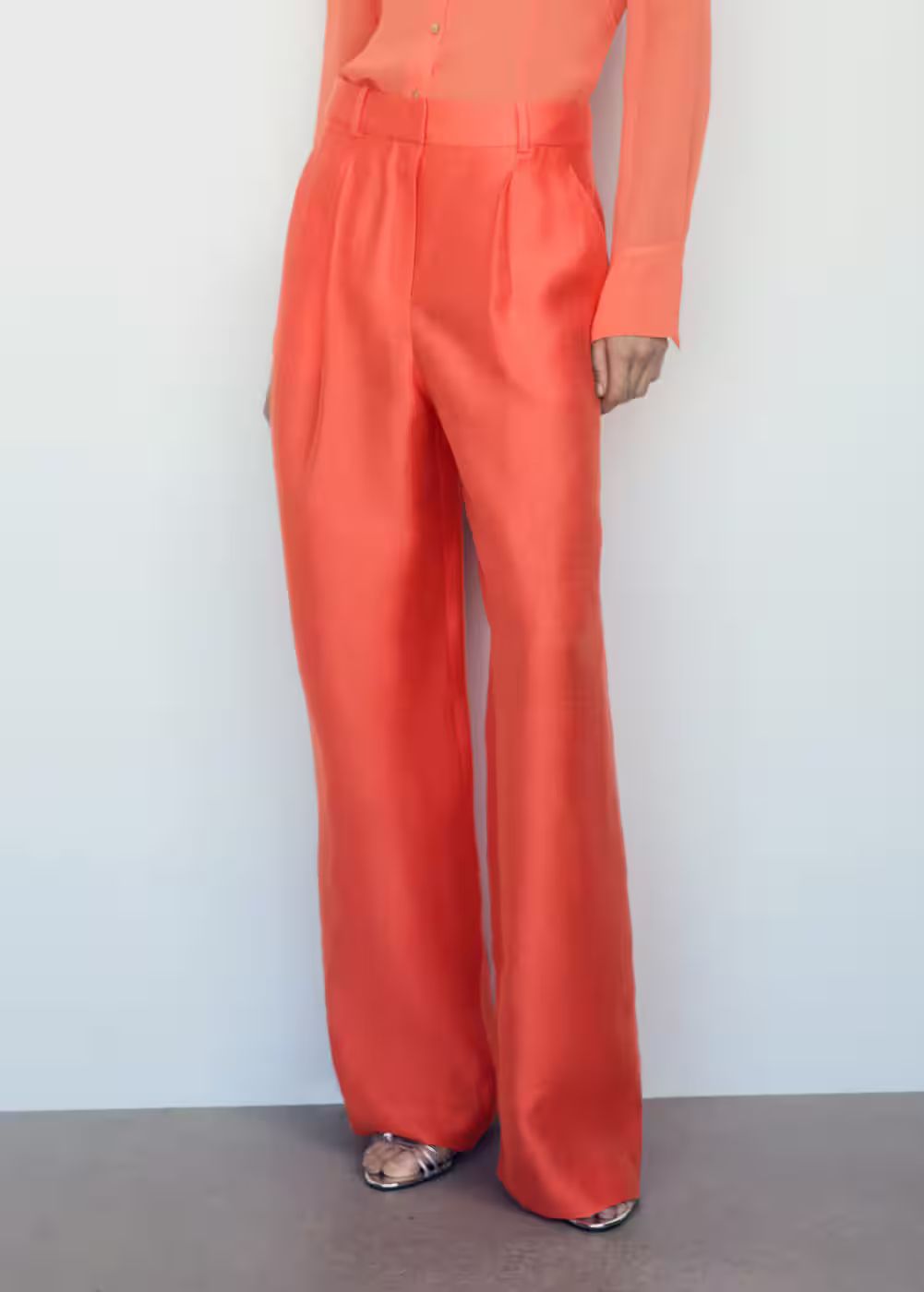 Wideleg linen pants | MANGO (US)