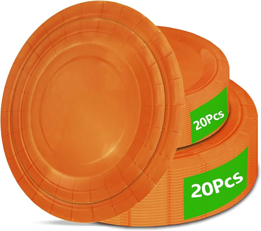40Pcs Disposable Paper Plates Orange,Including 20pcs 9" and 20pcs 7" Plates,Strong and Sturdy Dis... | Amazon (US)