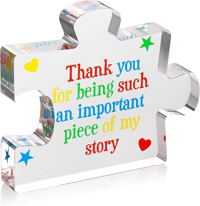 Teacher Appreciation Gifts for Women, Men - Thank You Engraved Acrylic Block Puzzle 4.1 x 3.5 inc... | Amazon (US)