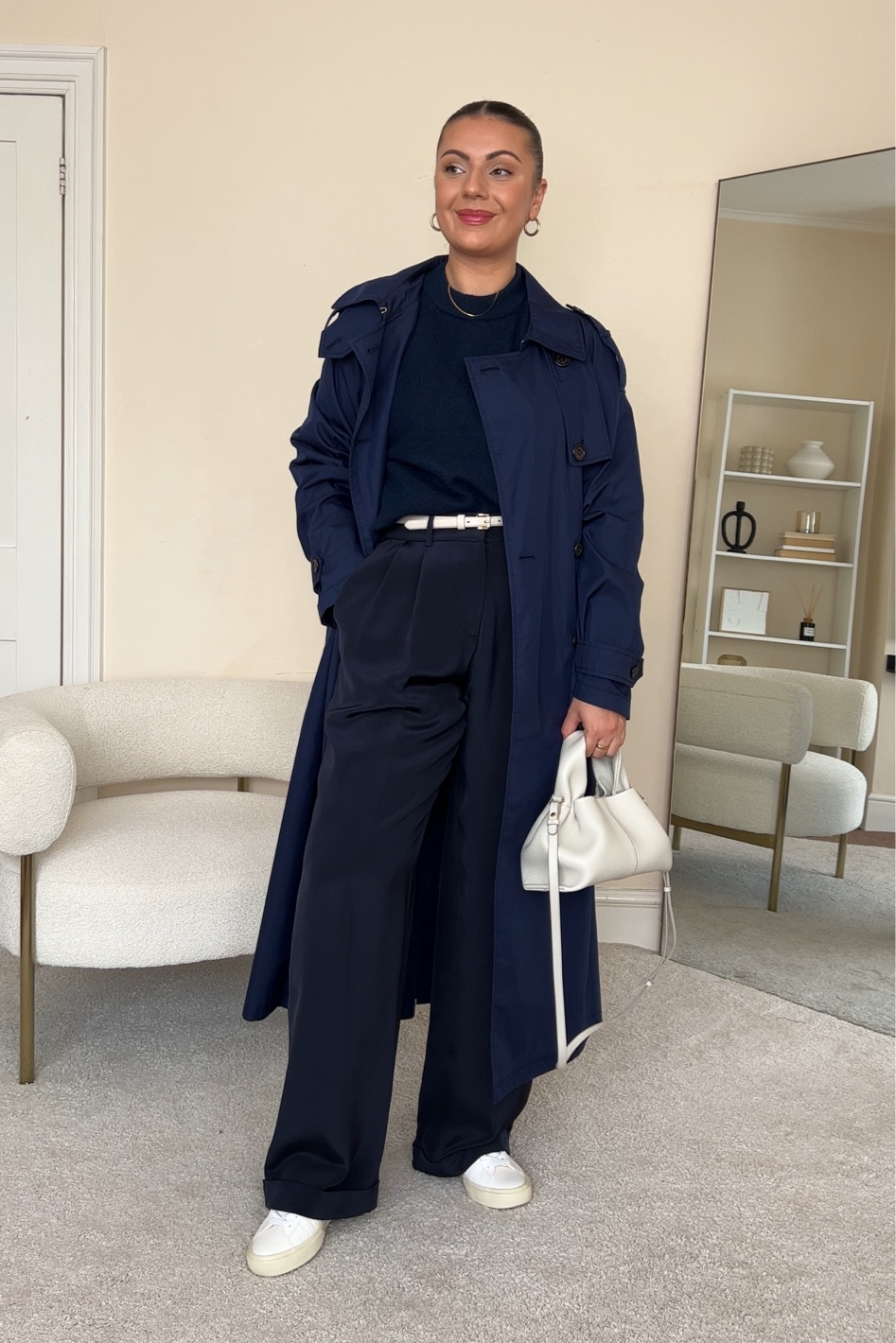 Navy monochromatic Autumn outfit.
Jumper is H&M, wearing size S.
Trench coat is Ralph Lauren, wearing size UK8.
Trousers are LilySilk, wearing size UK14.

#LTKfindsunder50 #LTKeurope #LTKstyletip