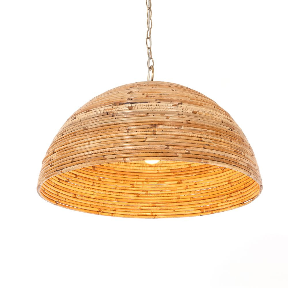 Lilou Rattan Pendant, Satin Brass | West Elm (US)