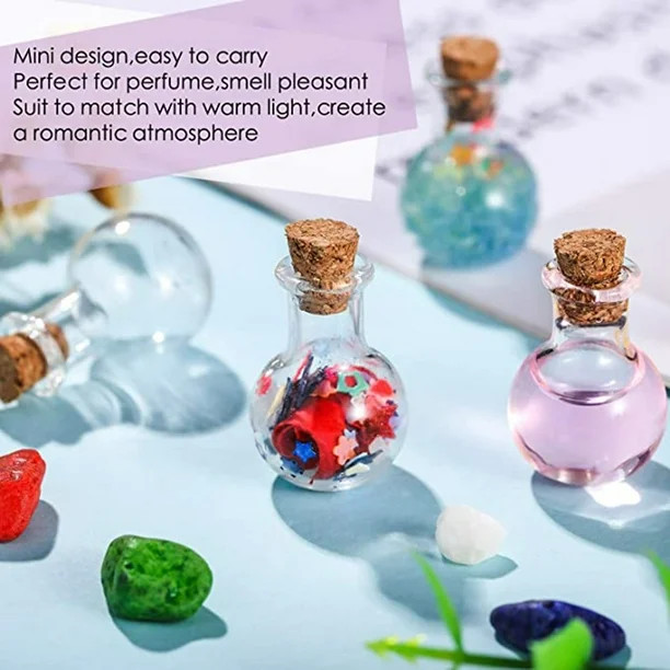 10x Small Glass Bottles Miniature Potion Bottle Mini Cork Glass Vials Wedding | Walmart (US)