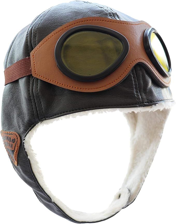 Happy Will Pilot Aviator Fleece Warm Hat Cap with Earmuffs for Kids Toddlers Brown | Amazon (US)