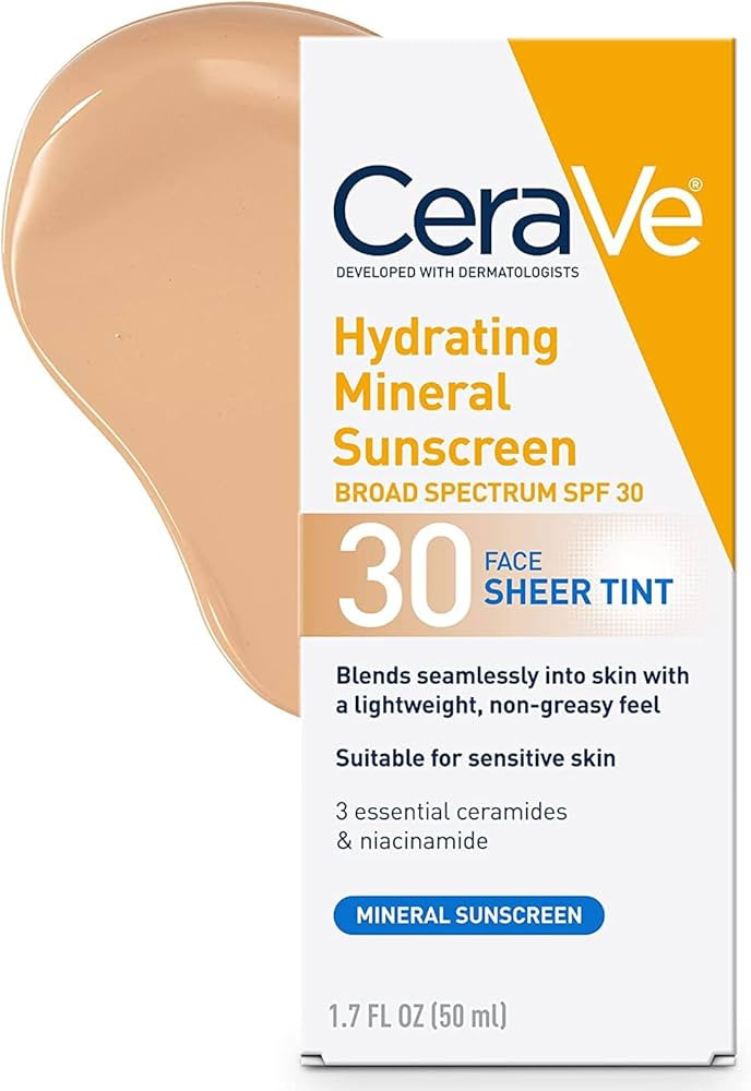 CeraVe Tinted Sunscreen with SPF 30 | Hydrating Mineral Sunscreen With Zinc Oxide & Titanium Diox... | Amazon (US)