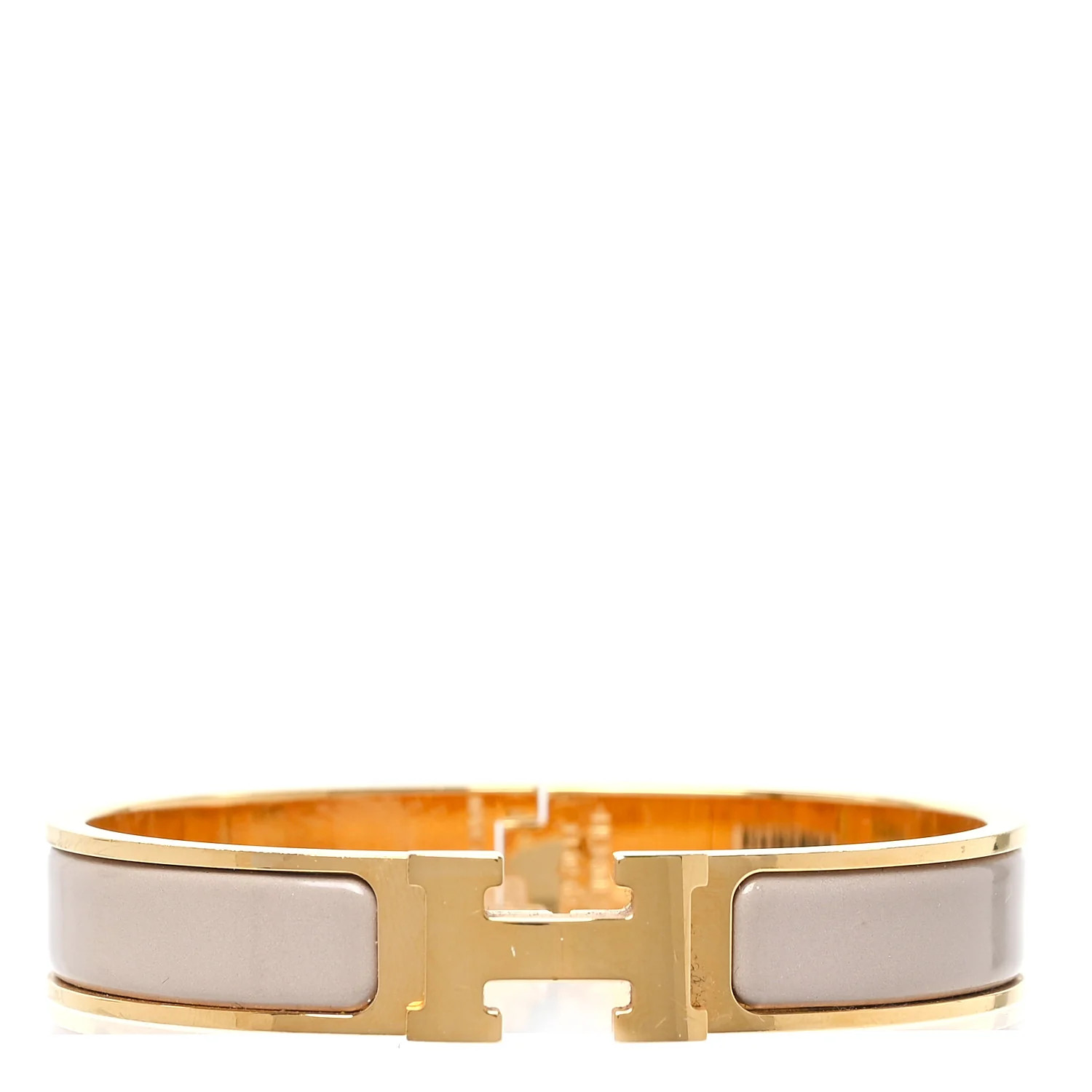 Enamel Narrow Clic Clac H Bracelet PM Marron Glace | FASHIONPHILE (US)