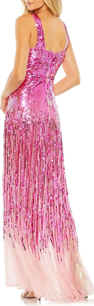 Sequin Cross Front Mesh Hem Gown | Nordstrom
