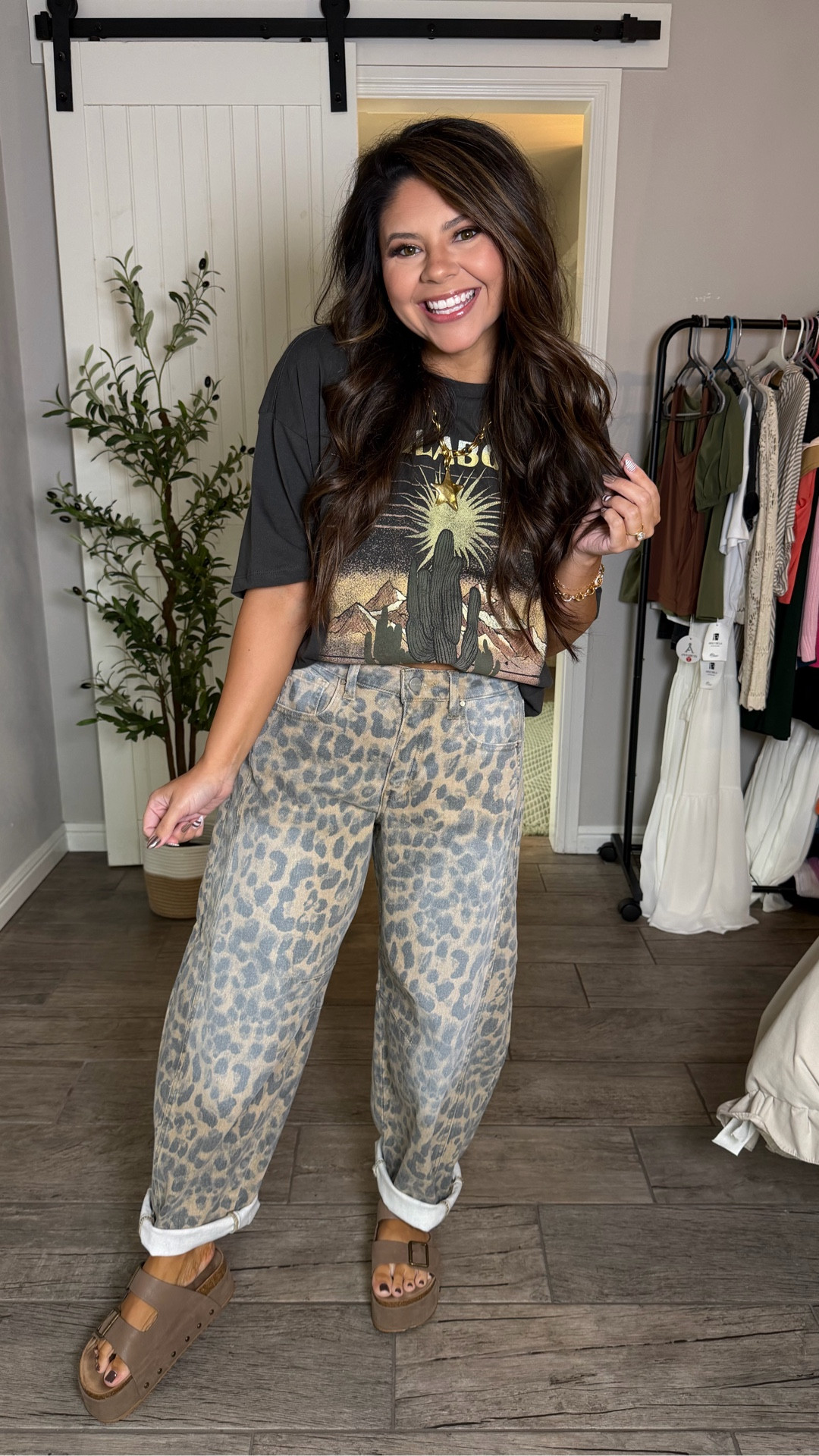 leopard barrel jeans   graphic tee outfit   leopard barrel pants   platform sandals   barrel jeans trend   leopard print denim   casual spring outfit   animal print jeans   western graphic tee   relaxed graphic tee   chunky platform sandals   barrel leg jeans   everyday casual style   spring fashion 2026   leopard pants outfit   comfy barrel pants   trendy graphic tee look   neutral leopard print   denim barrel pants   ootd leopard jeans   graphic tee styling   platform sandal inspo   animal print barrel jeans   casual everyday look   leopard barrel outfit   barrel pants trend   relaxed fit casual   western denim style   spring casual inspo   leopard print pants outfit 

#LTKootd #LTKgrwm #LTKFestival
