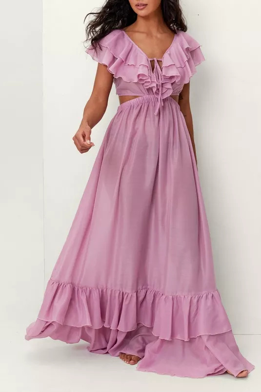 Cotton Voile Ruffle Cover Up Maxi Dress | NastyGal (UK, IE)