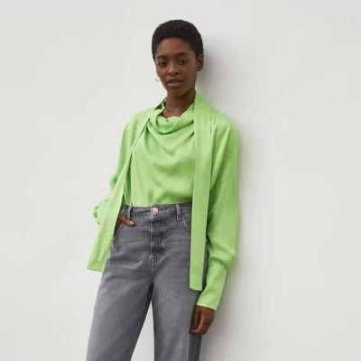 Green RI Studio Cowl Tie Neck Blouse | River Island (UK & IE)