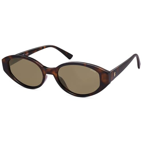 SOJOS Retro Oval Polarized Sunglasses for Women Chic Cat Eye Trendy Vintage Shades UV400 Protection,Brown/Brown | Amazon (US)