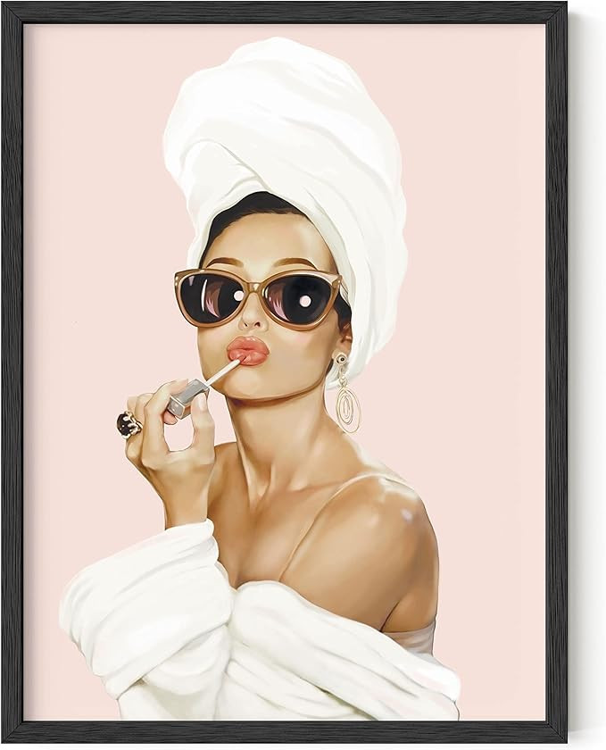 Haus and Hues Pink Framed Wall Art, Audrey Hepburn Wall Art, Glam Wall Decor, Pink Pictures Wall ... | Amazon (US)