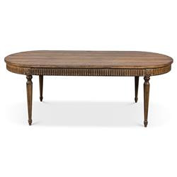 Clark French Country Brown Pine Wood Oval Dining Table - 89"W | Kathy Kuo Home