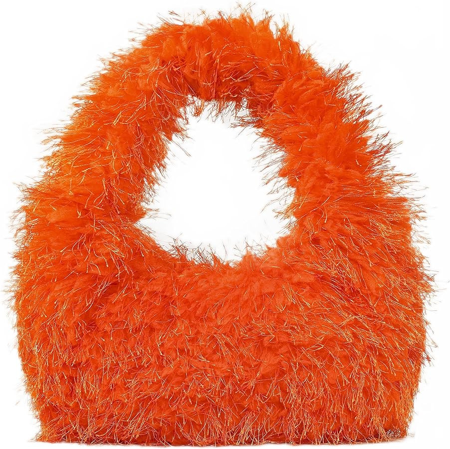 Faux Fur Fluffy Hobo Bag Furry Handbag Purse Y2K Fuzzy Tote Bag,Trendy Cute Plush Purse for Women | Amazon (US)