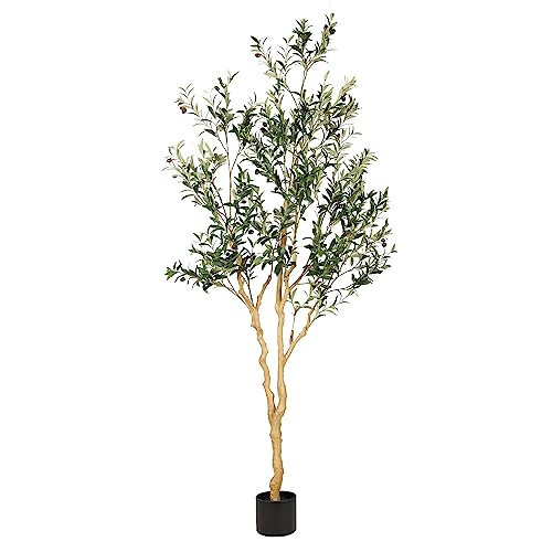 Realead Faux Olive Tree 7ft - Realistic Tall Silk Olive Trees Artificial Indoor Decor - Large Potted Fake Olive Tree with Branches and Fruits - Artificial Olive Trees for Home Office Decor Indoor | Amazon (US)