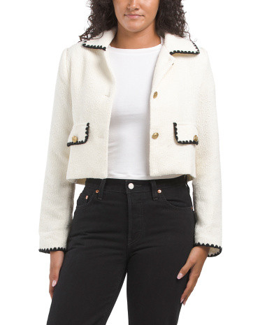 Contrast Trim Cropped Jacket | TJ Maxx