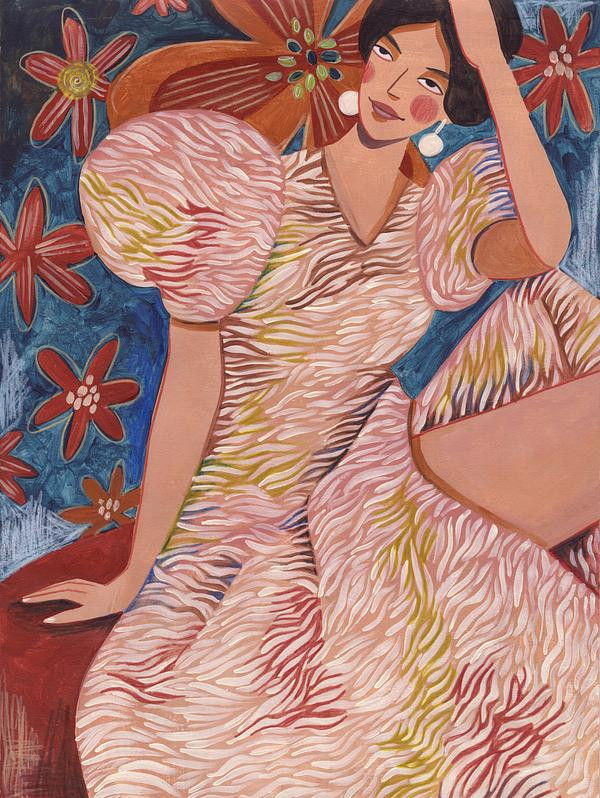 Woman in striped dress | Artfully Walls