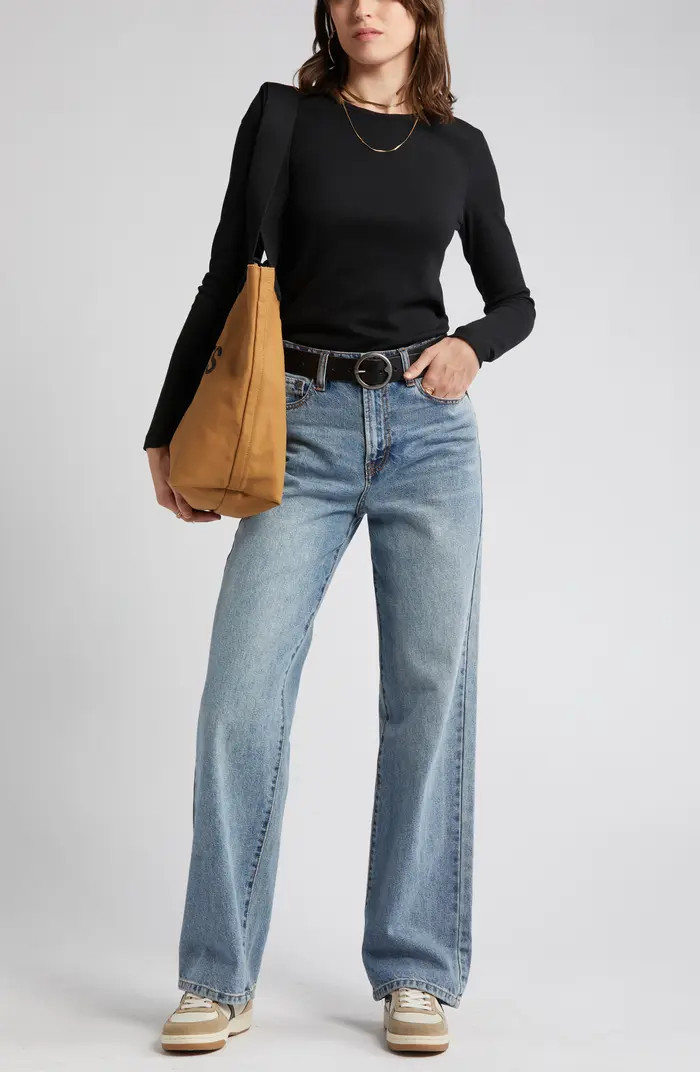 Rib Crewneck Long Sleeve Top | Nordstrom