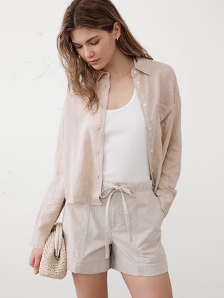 Linen-Blend Cropped Shirt | Banana Republic Factory