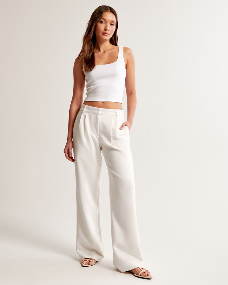 Women's A&F Sloane Low Rise Tailored Wide Leg Pant | Women's Bottoms | Abercrombie.com | Abercrombie & Fitch (US)