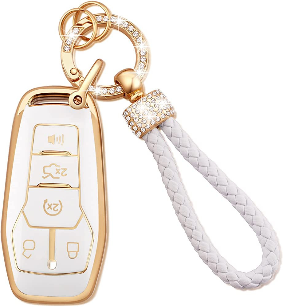 EKALA for Ford Key Fob Cover with Keychain Lanyard, 4 5 Buttons Soft TPU Keys Shells White Key Fo... | Amazon (US)