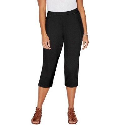 Catherines The Knit Jean Capri (With Pockets) - 1X, Black | Target