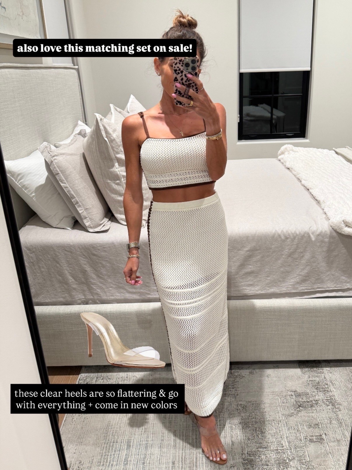 Clear heels I love so classy and go with everything code HAPPY20 crochet set xxs vacation outfit resort look spring break 

#LTKPetite #LTKSaleAlert #LTKSpringSale