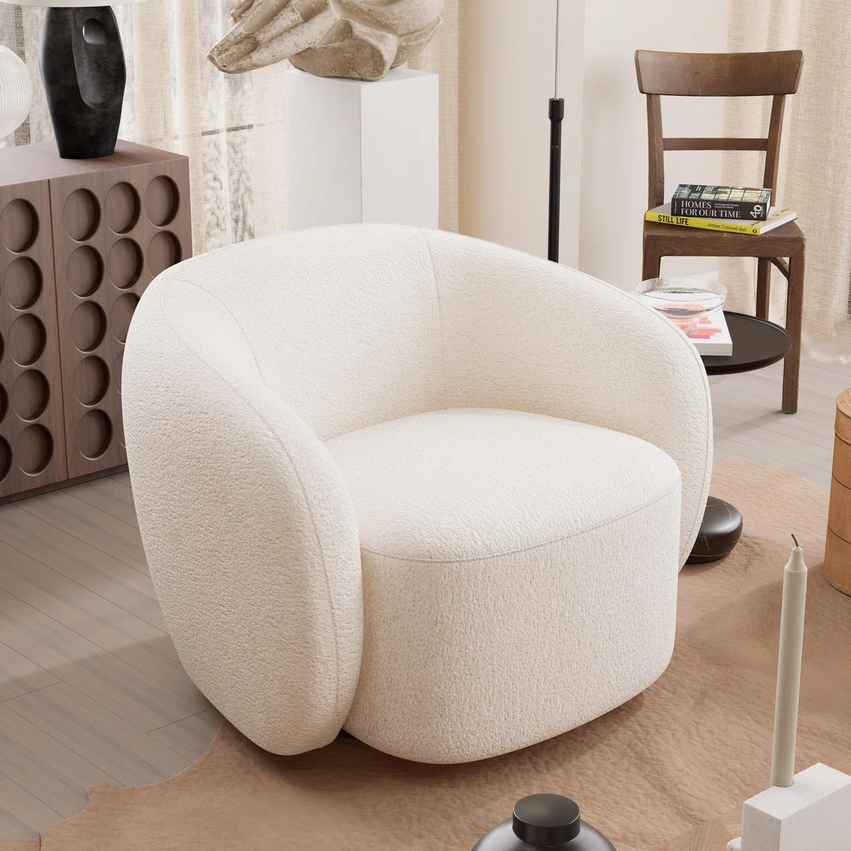 Munehito Upholstered Swivel Barrel Chair | Wayfair North America