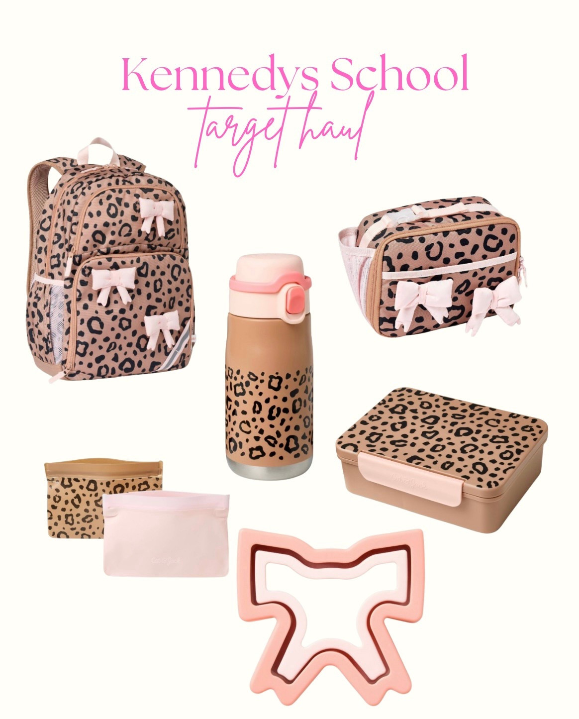 Back-to-school just got so much cuter! 💕 Kennedy’s Target haul is all about blush bows and cheetah print dreams 😍
Shop her full school supply roundup:
🎒 Leopard backpack with pink bows
🍱 Matching lunchbox & bento box
🧃 Cheetah print water bottle
🥪 Bow sandwich cutter (cutest ever!)
🧼 Reusable snack + sandwich bags

Everything is from Target and perfect for preschool, kindergarten, or elementary school. Linked everything on LTK for easy shopping! 🐆🎀 #TargetStyle #BackToSchoolFinds #LTKKids #TargetHaul #GirlMomMustHaves #BackpackGoals 

#LTKSeasonal #LTKSaleAlert #LTKKids