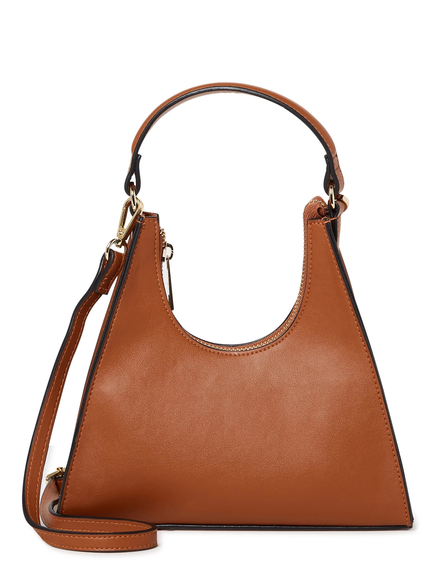 No Boundaries Women's Trapezoid Mini Crossbody Handbag Cognac - Walmart.com | Walmart (US)
