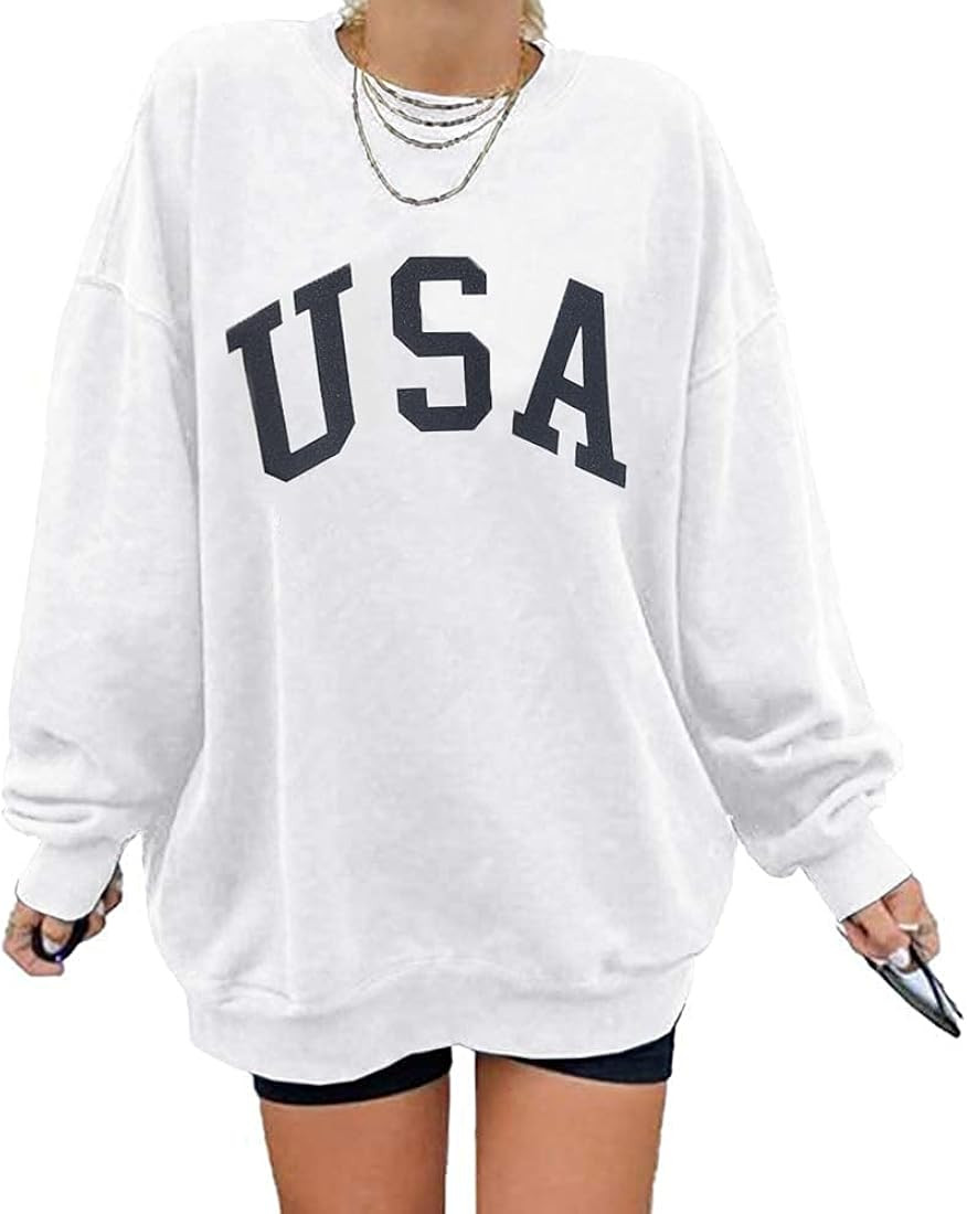 Kaxindeb Women's Los Angeles California Oversized Batwing Long Sleeve Sweatshirts Crewneck Pullov... | Amazon (US)