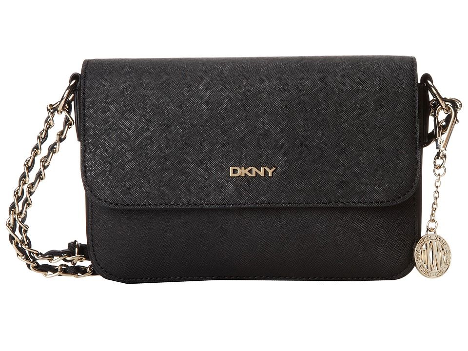 DKNY Bryant Park - Saffia Small Flap Crossbody w/ Adjustable Chain Handle (Black) Cross Body Handbag | Zappos