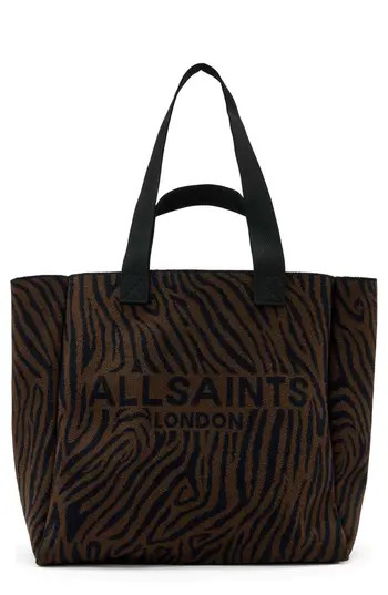 AllSaints Izzy Zebra Stripe Tote in Black/Brown at Nordstrom Rack | Nordstrom Rack