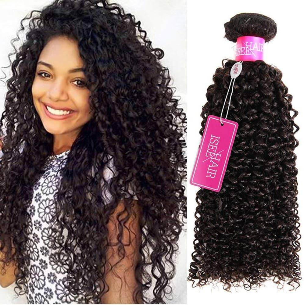 ISEE Hair 9A Grade Mongolian Kinky Curly Hair Extension Virgin Human Hair Weaving 3 Bundles Kinky... | Amazon (US)