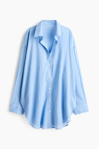 H & M - Long Cotton Shirt - Blue | H&M (US + CA)