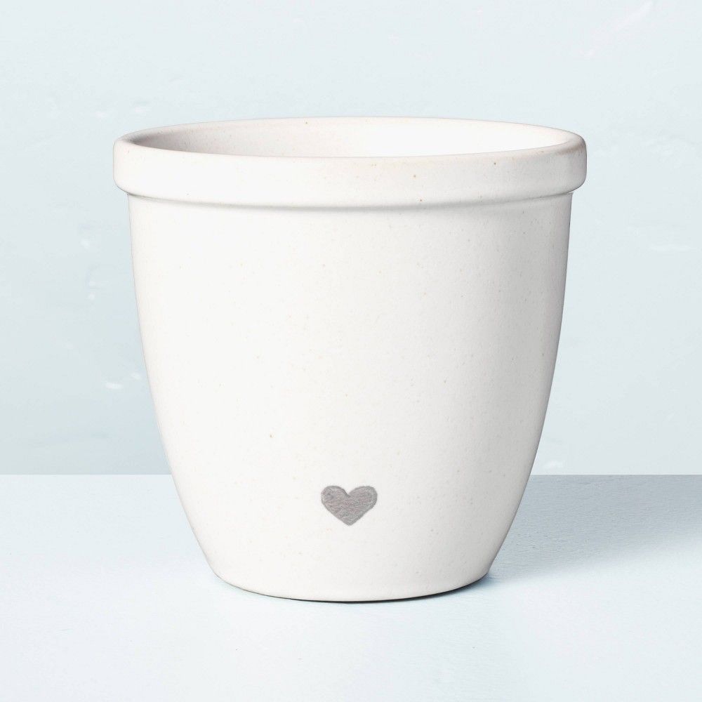 Subtle Heart Ceramic Indoor Planter Pot Cream/Gray - Hearth & Hand with Magnolia | Target