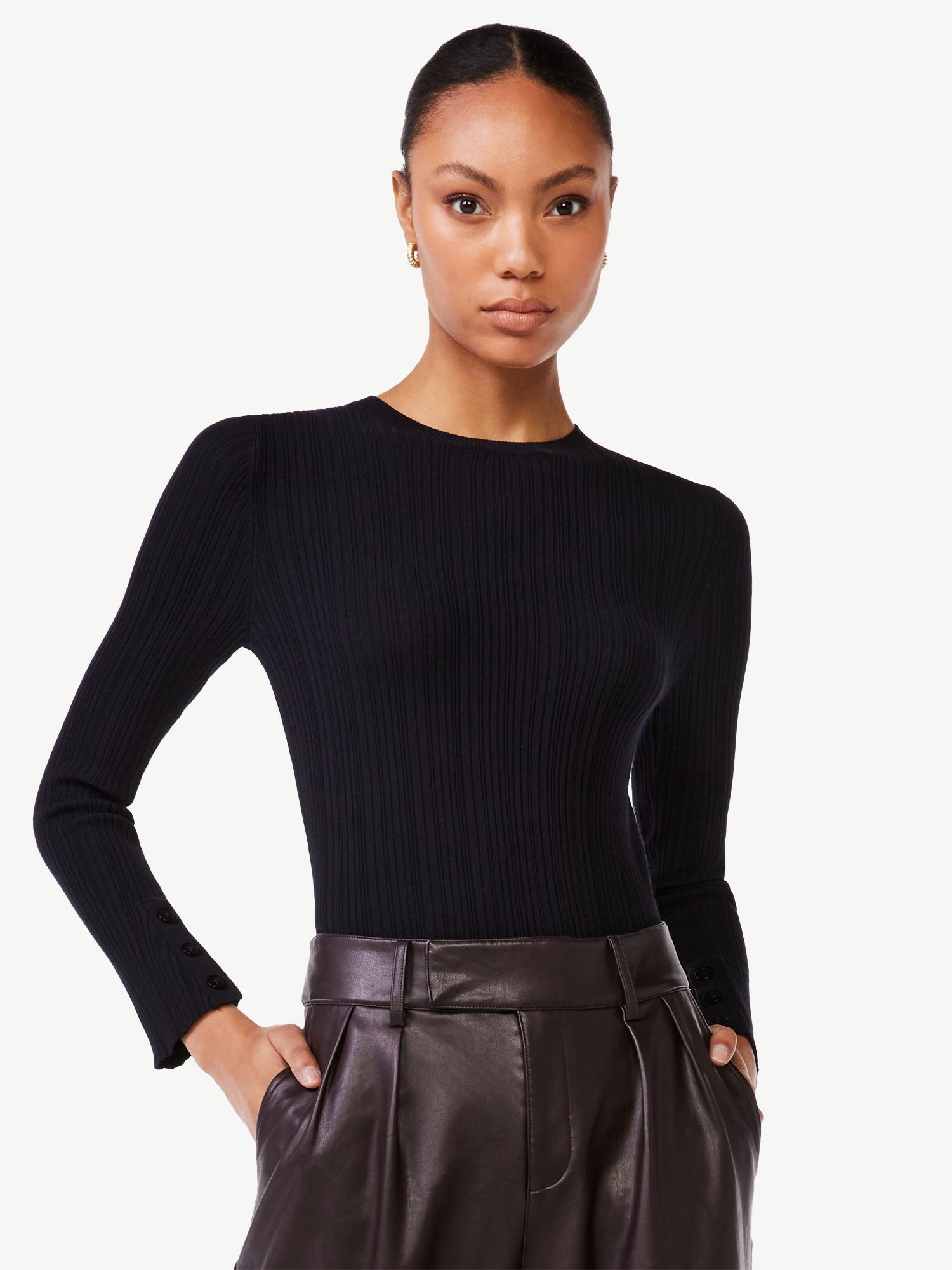 Scoop Women's Knit Long Sleeve Bodysuit | Walmart (US)