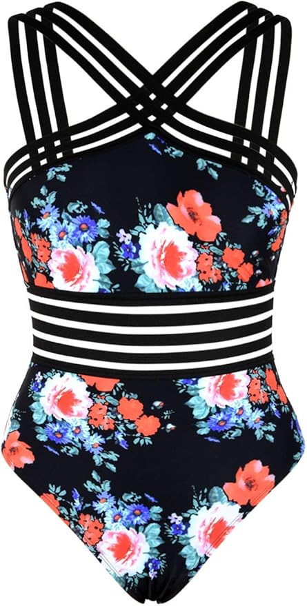 Hilor Women's One Piece Swimwear Front Crossover Swimsuits Hollow Bathing Suits Monokinis | Amazon (US)