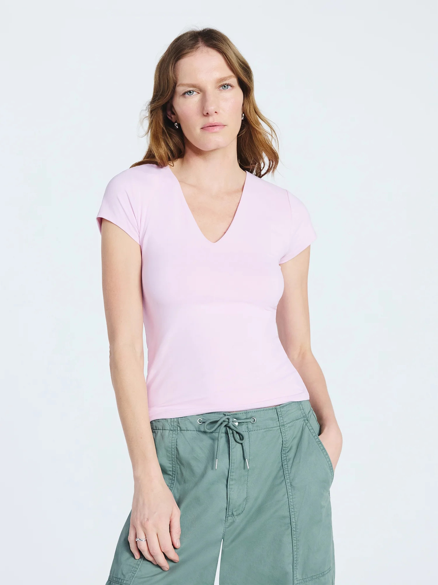 Scoop Women's and Women's Plus Ultimate Refined Contour V Neck Tee, Sizes XS-4X | Walmart (US)