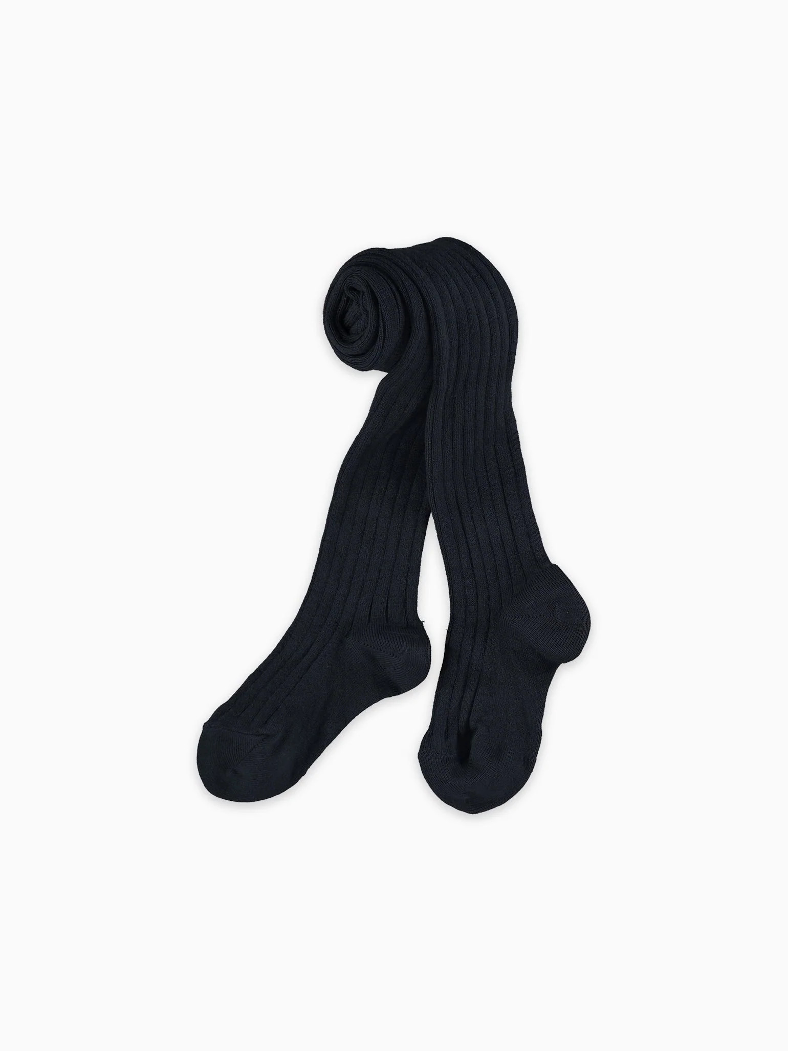 Navy Blue Ribbed Kids Tights | La Coqueta (US)