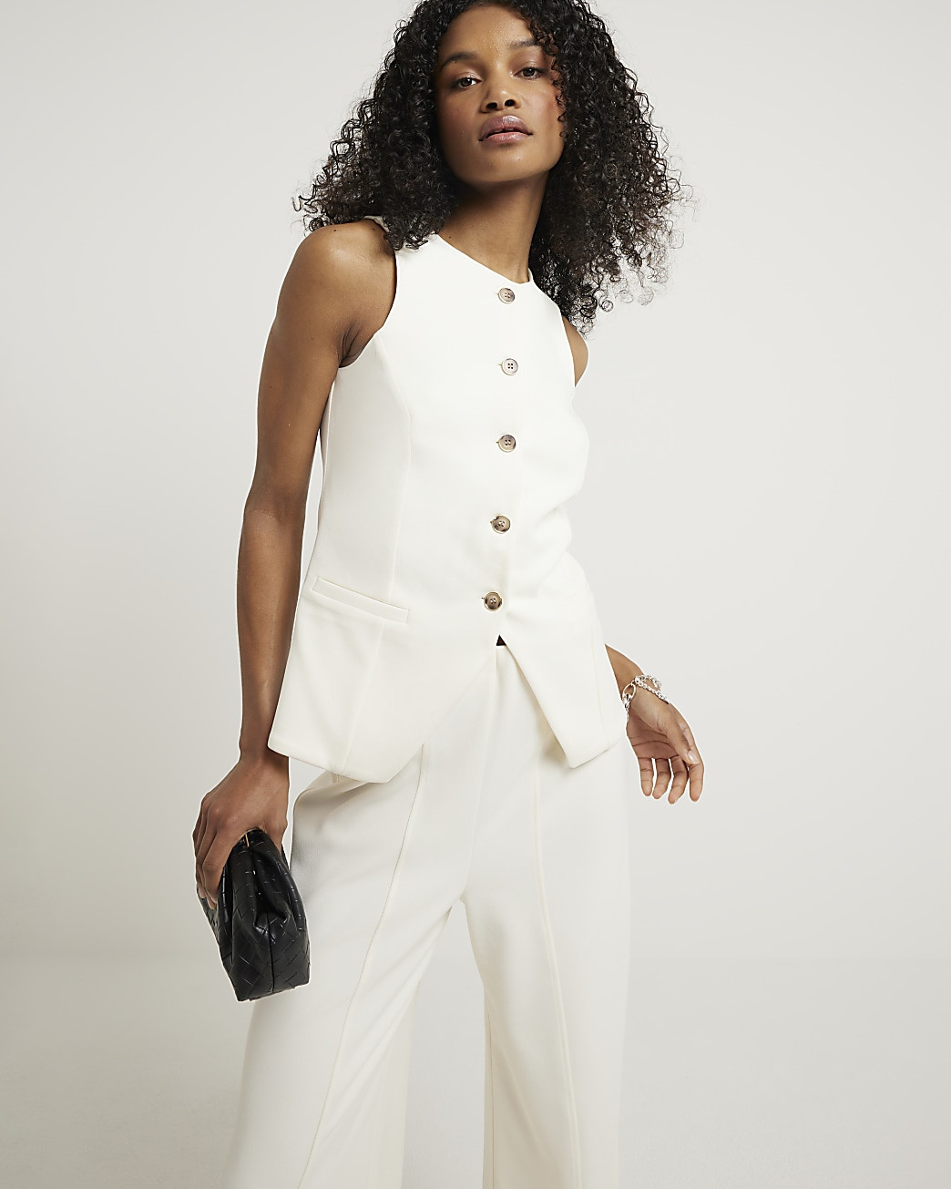 Cream Crew Neck Waistcoat | River Island (UK & IE)