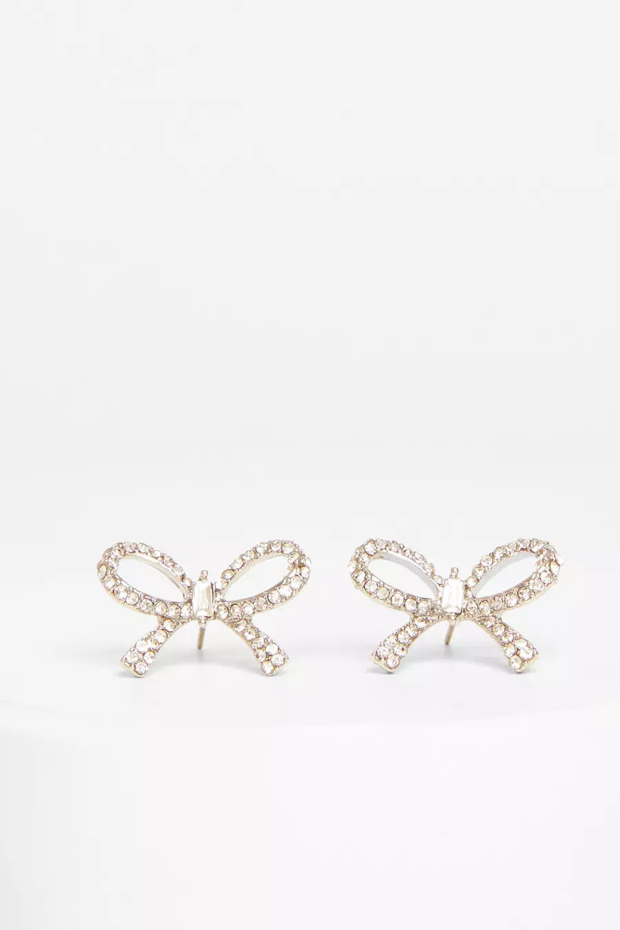 Home/Silver Diamante Bow Stud Earrings | Quiz Clothing