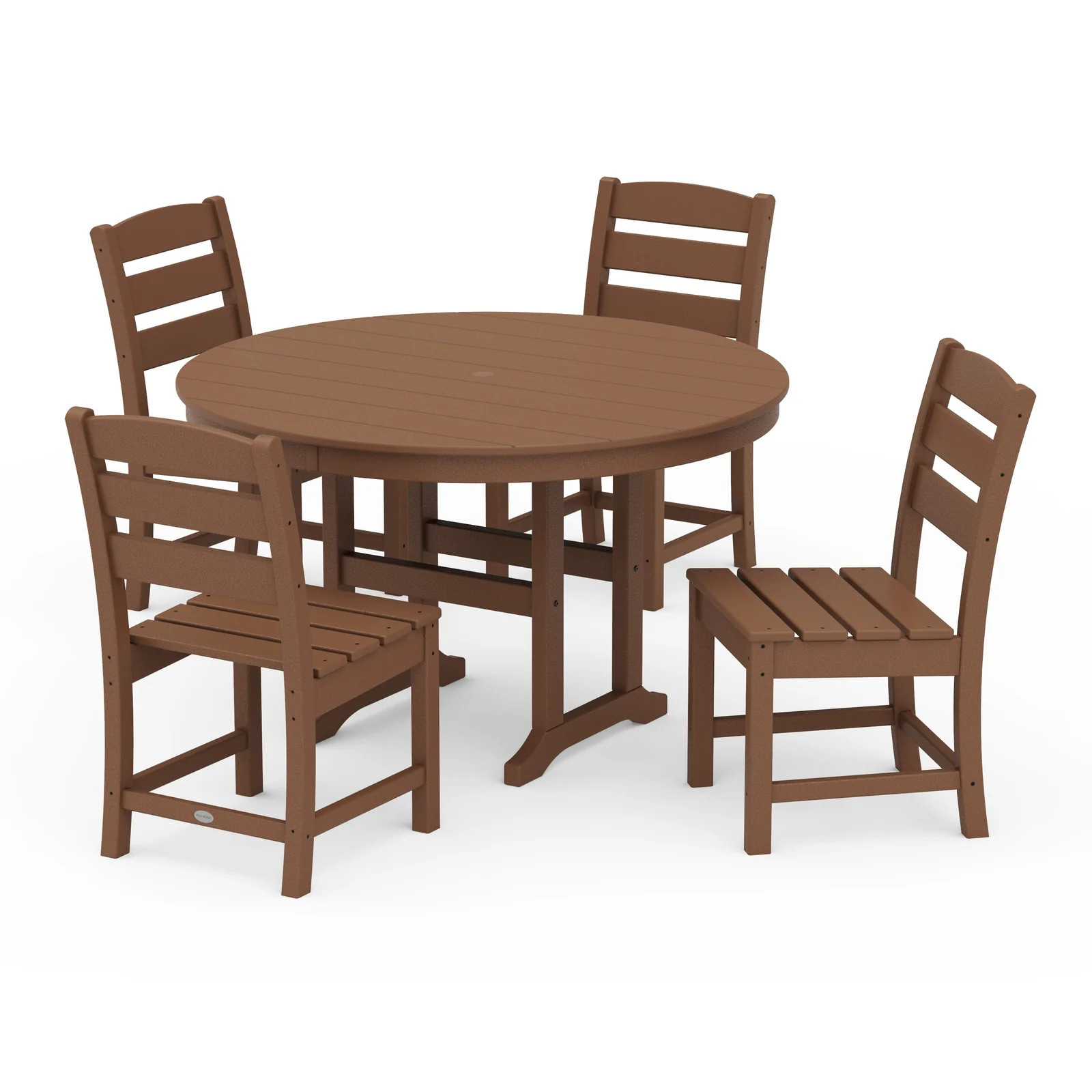 Lakeside 5-Piece Round Farmhouse Side Chair Dining Set | POLYWOOD